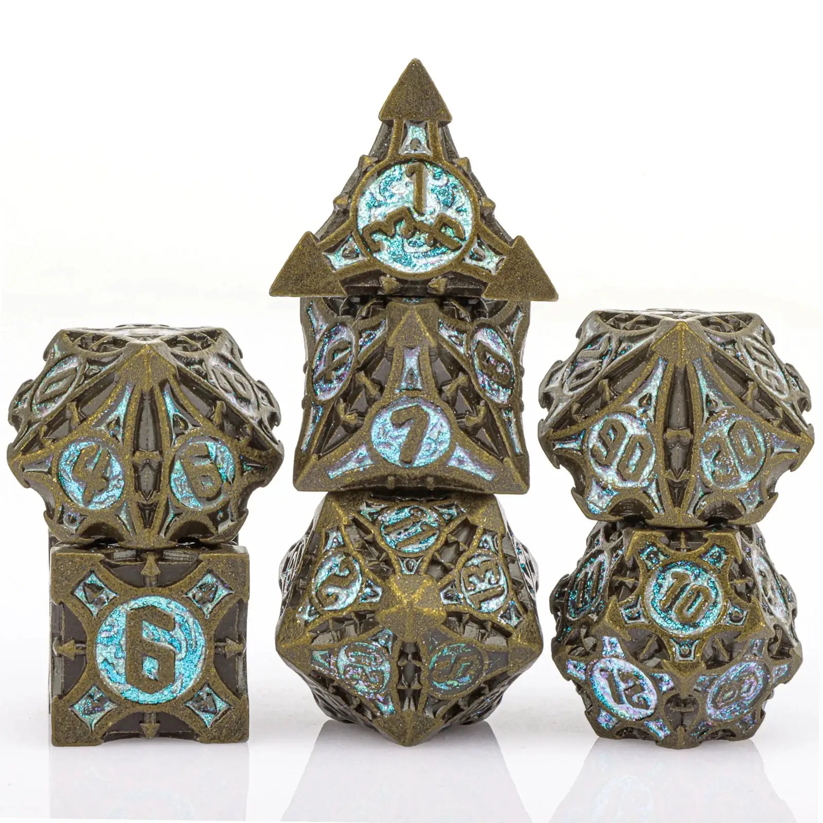 Skull And Dragon Metal Dice Set For Dungeons And Dragons Polyhedral Dice For Tabletop RPGs