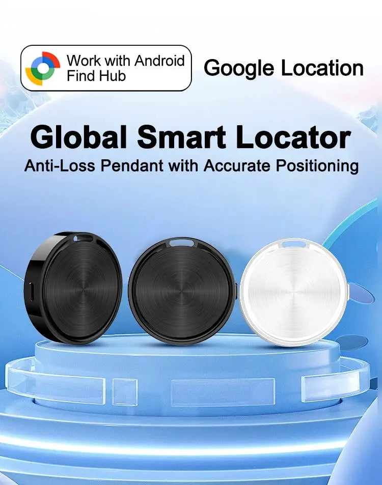 Global Smart Locator anti-loss pendants; Android Find Hub Bluetooth GPS tracker, black and white, 3 pcs