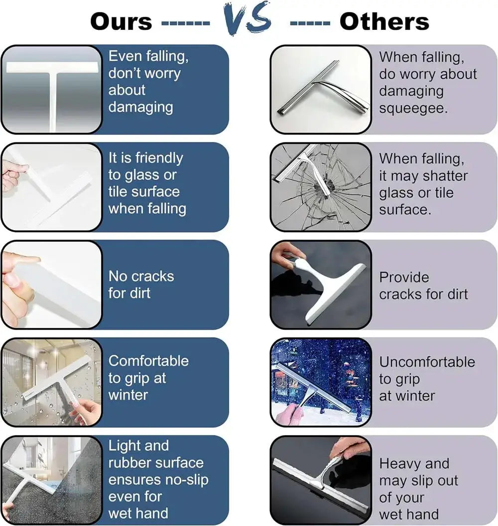 Shower squeegee with silicone holder for glass doors; Simples Market bathroom glass cleaning tool.