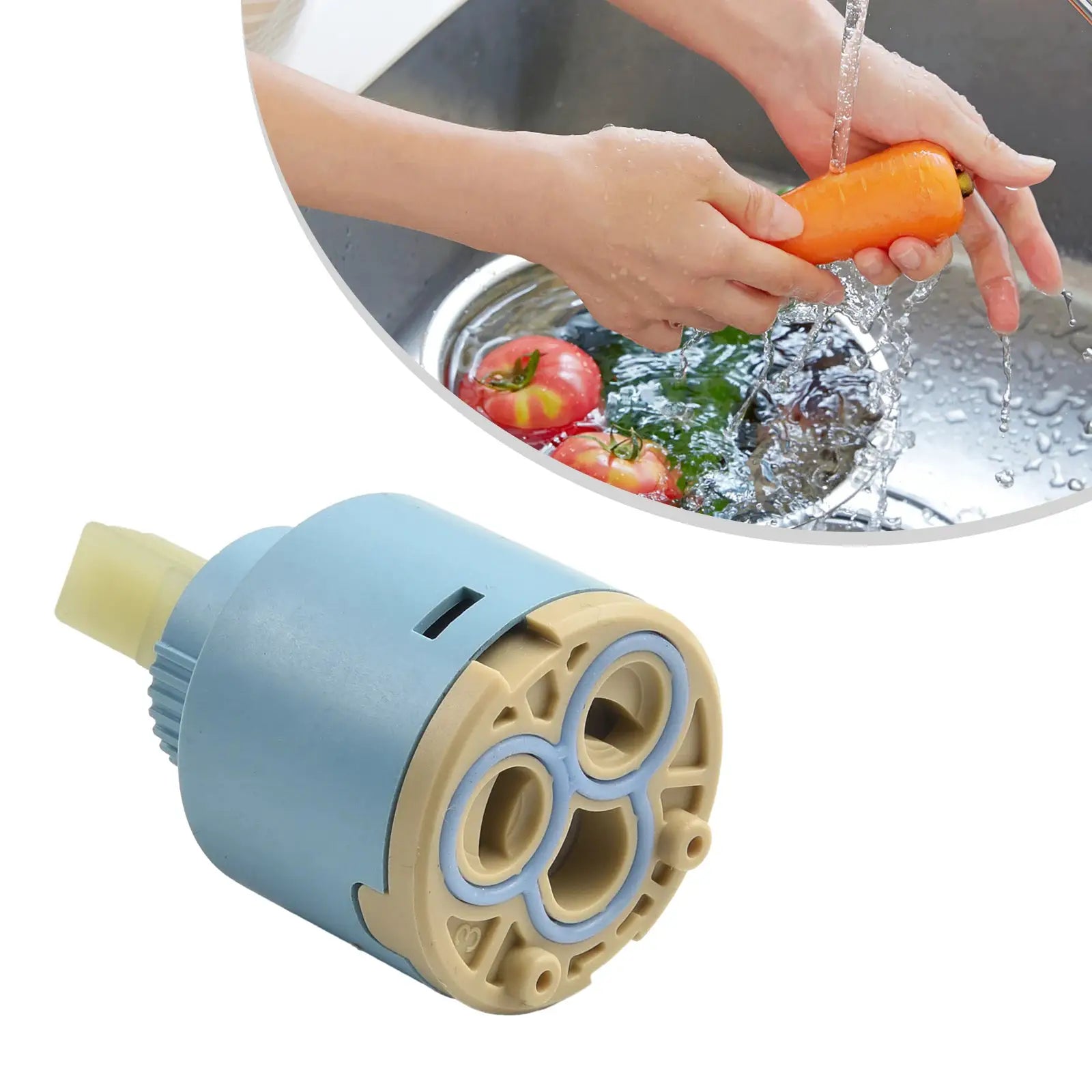 Ceramic tap cartridge valve, 35/40mm, blue body with beige ends, Simples Market