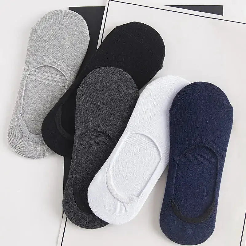 5 Pairs Men Boat Cotton Socks Breathable Invisible Ankle Socks With Non Slip Silicone For Summer And Autumn