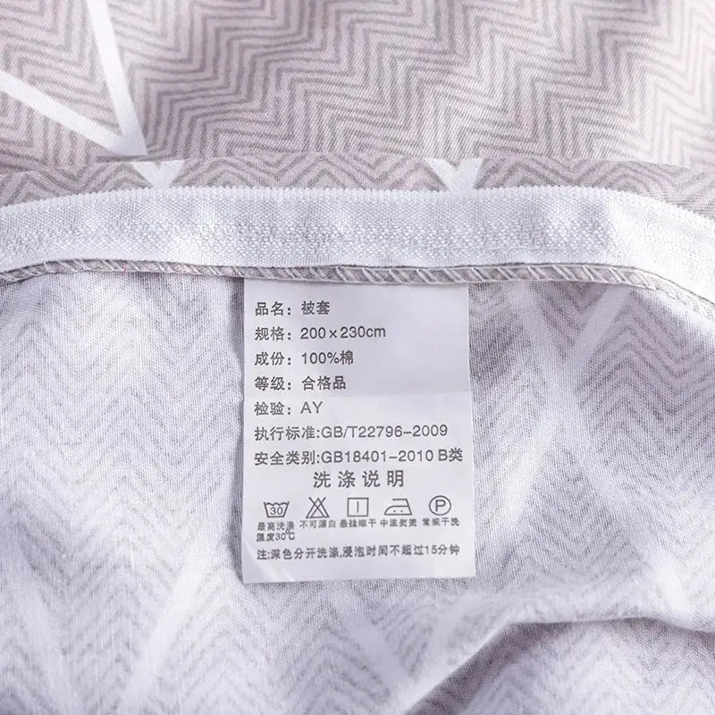 3pc 100% cotton duvet cover set with gray striped print; includes 1 duvet cover and 2 pillowcases.