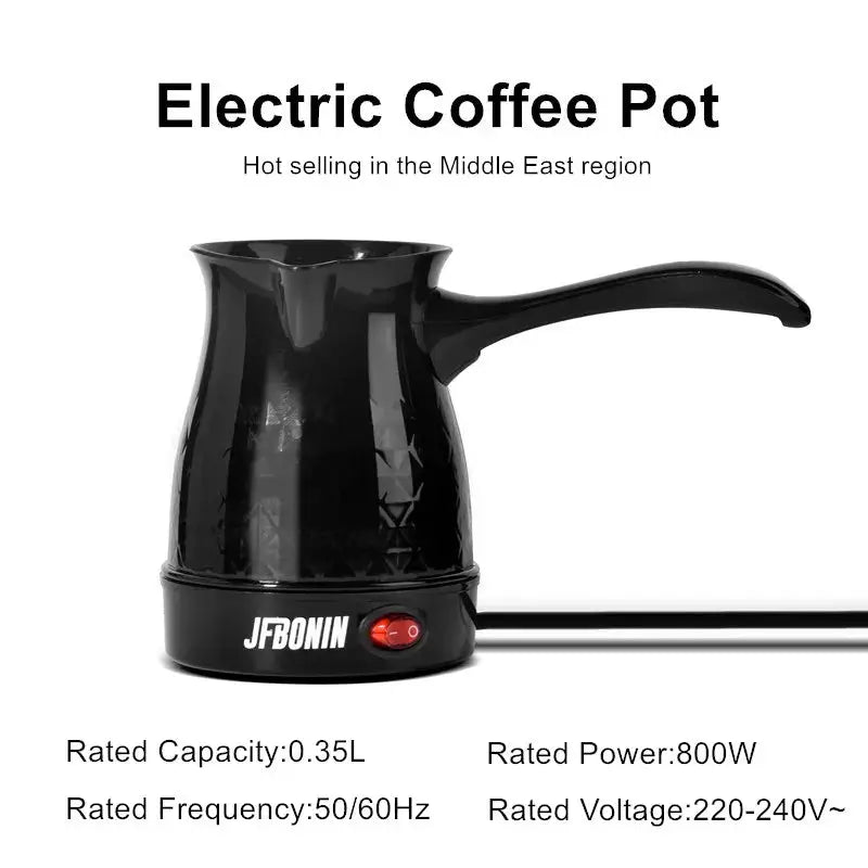JFBONIN 0.35L Electric Turkish Coffee Pot Quick Boiling for Authentic Middle Eastern Coffee Home Brewer