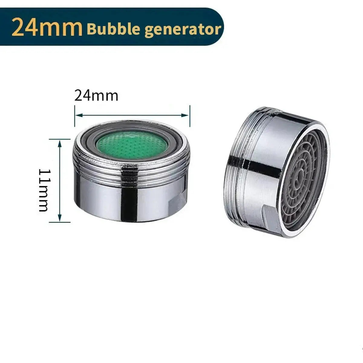 Faucet aerator 24mm chrome with green filter, Simples Market bubble generator pair