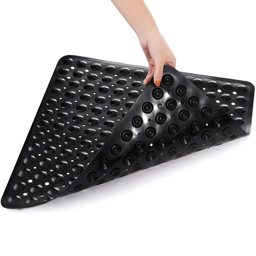 Shower mat Simples Market, black PVC with suction cups, 53x53 cm, non-slip bathroom floor pad