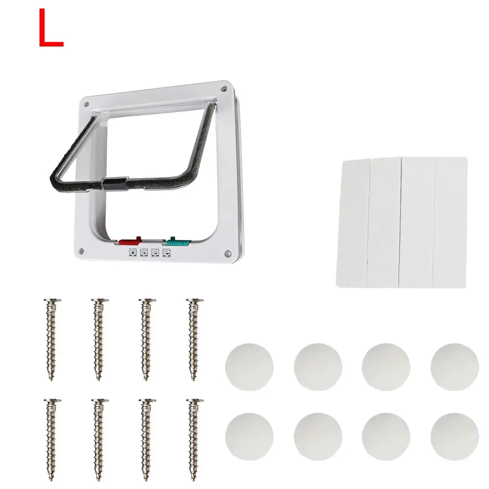 ABS Plastic Cat And Dog Flap Door Four Way Lock Security Flap Door Small Pet Safety Gate