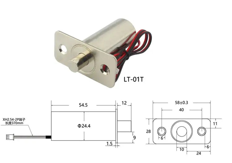 Embedded electric bolt lock, DC12V/24V, stainless steel, for wooden doors, LT-01T by Simples Market