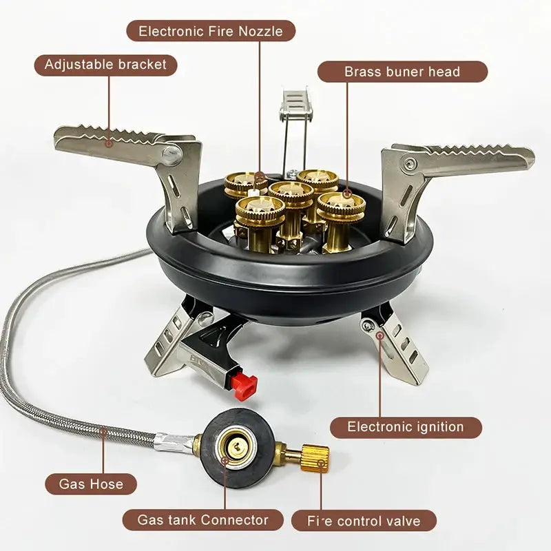 BRS201A High Power Camping Gas Stove by Simples Market with electronic ignition and brass burner heads