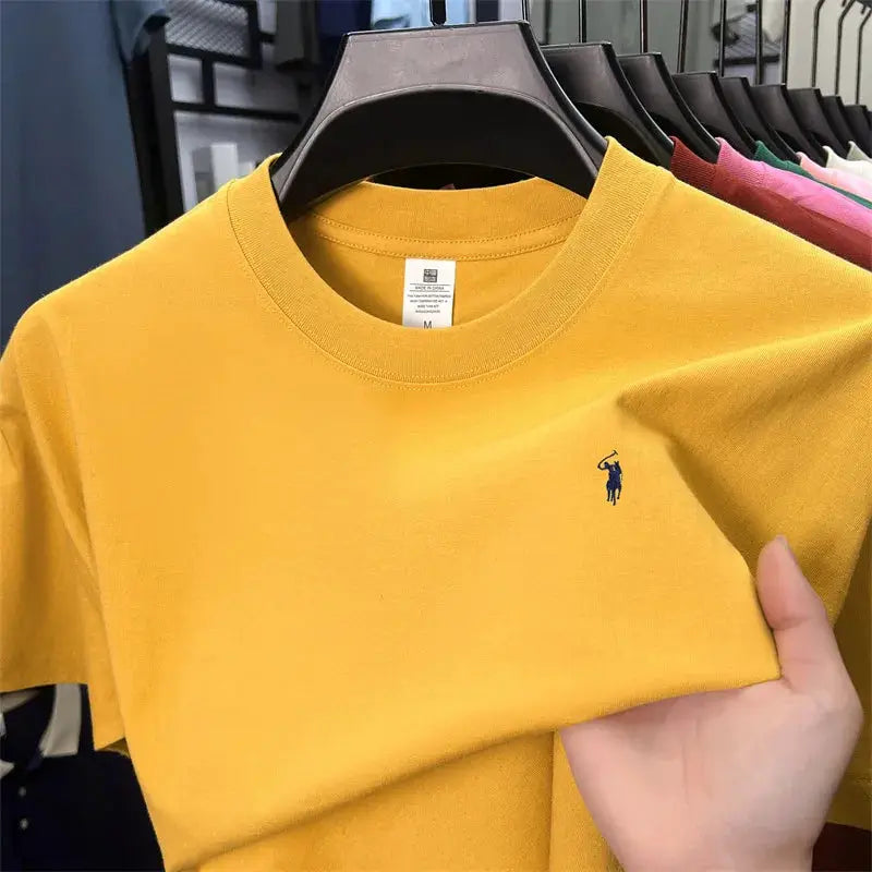 100% cotton men's short sleeve T-shirt fashion brand Paul Pony embroidery summer new high-end comfortable casual round neck top