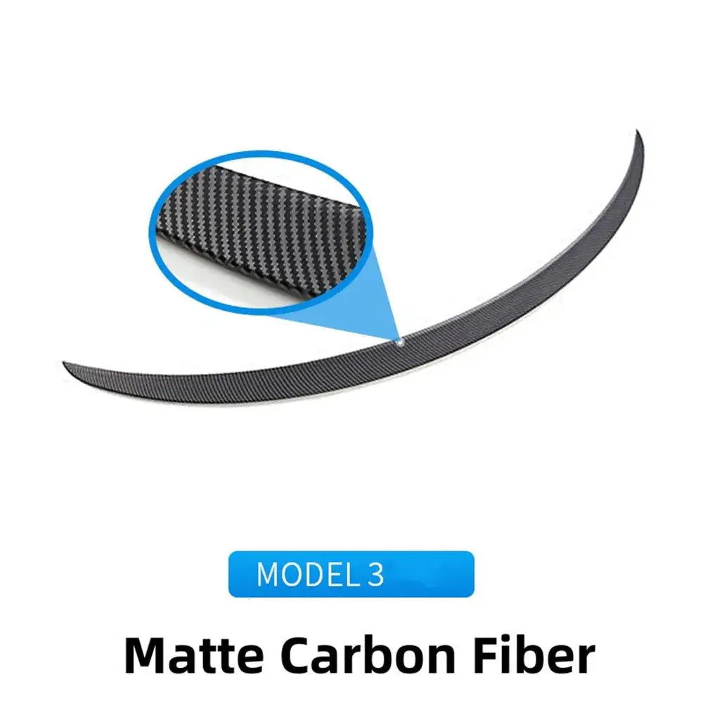 Tesla Model 3/Y rear spoiler matte carbon fiber, curved aerodynamic wing