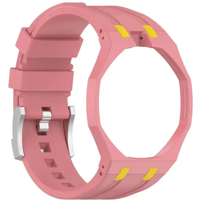Simples Market pink silicone watch strap with PC case for Swatch X AP Royal Pop wristwatch