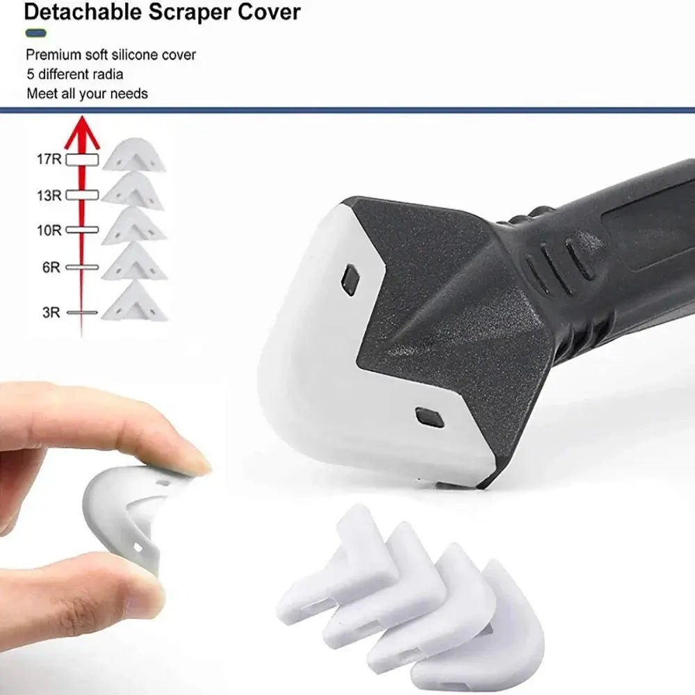 Simples Market silicone scraper sealant remover tool set, 9-in-1 caulk finisher with detachable cover and five tips.