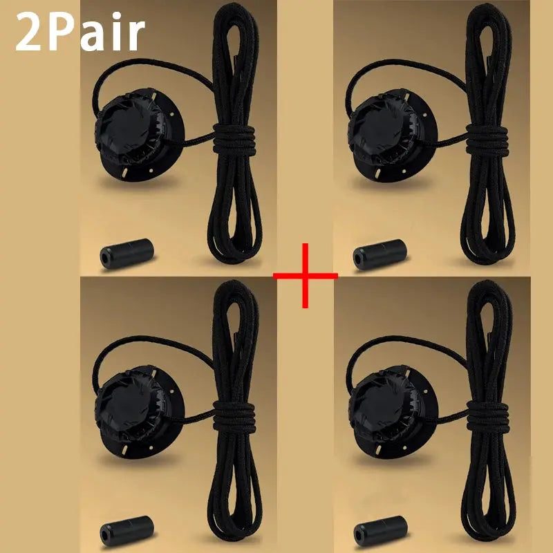 Automatic shoelace system with dial; black laces, 4-pack by Simples Market