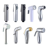 Simples Market 9-piece handheld bidet shower head set in chrome and white ABS self-clean design