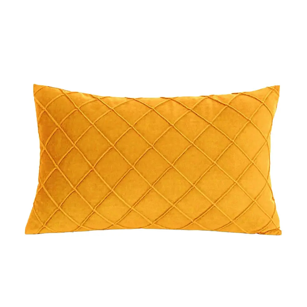 Rectangular pillow cover 30x50 cm in mustard yellow, ultra-soft fabric with a quilted diamond pattern