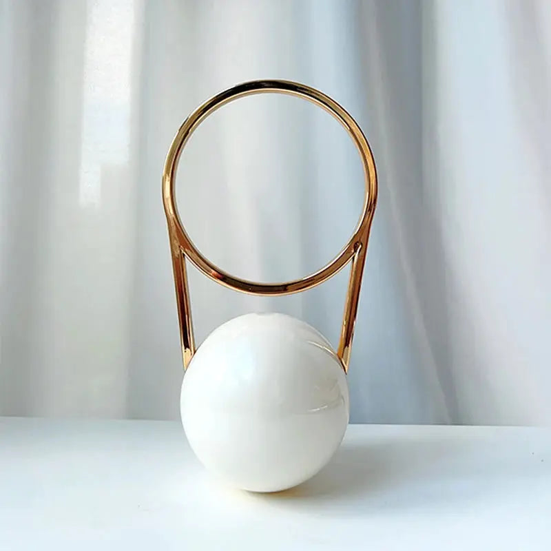 Simples Market luxury designer acrylic evening clutch with gold ring handle and white ball base