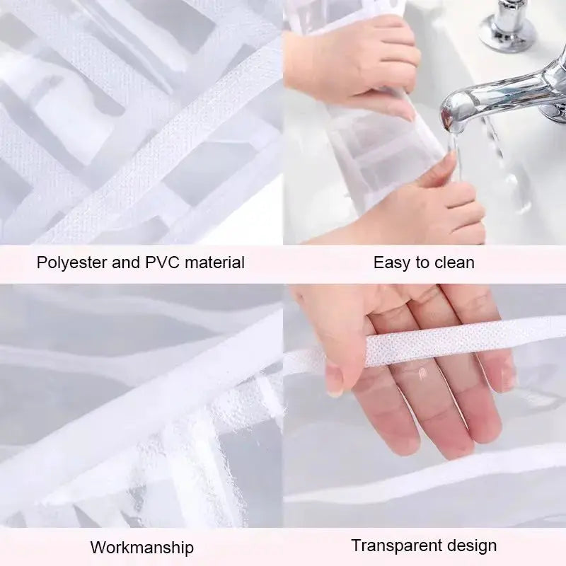 Simples Market closet organizer for underwear and socks, foldable drawer divider, polyester and PVC, transparent design.