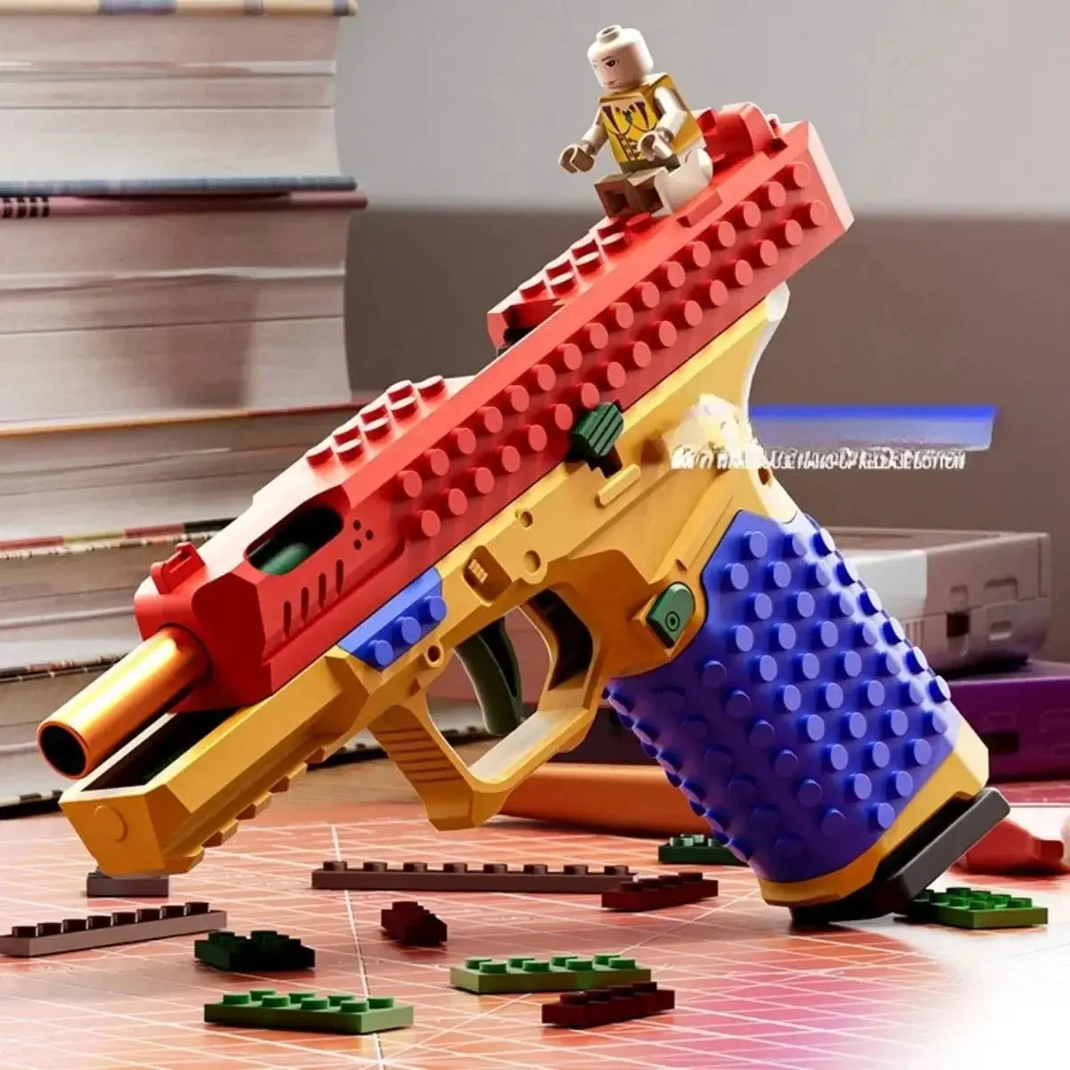 Shell Ejecting Continuous Firing Toy Pistol Airsoft Blowback Building Block Outdoor CS Weapon for Boys and Adults