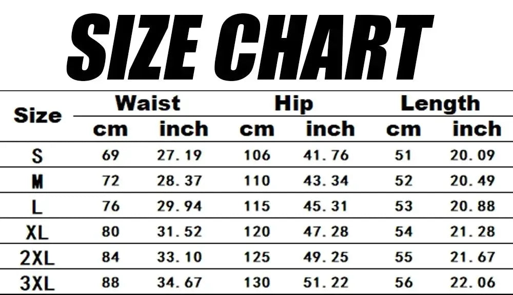American Flag Printed Cargo Shorts size chart showing waist and hip measurements.