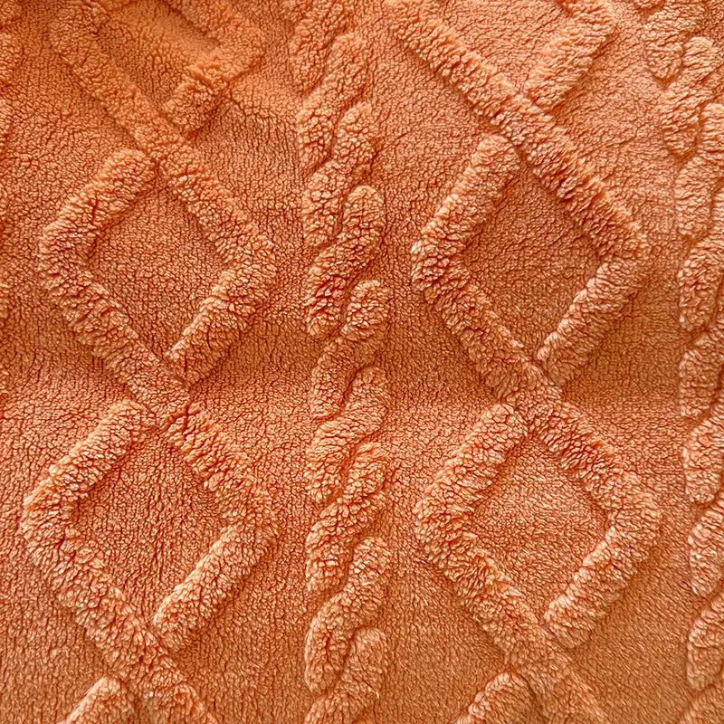 Tafuru milk fleece quilt cover with peach-orange diamond quilt pattern; warm bedding.