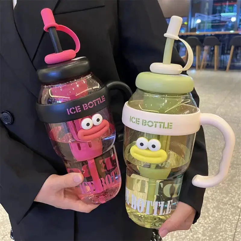 1100ML Sports Water Bottle For Women Cute Aesthetic Large Capacity Portable Straw Cup For Summer Home Outdoor