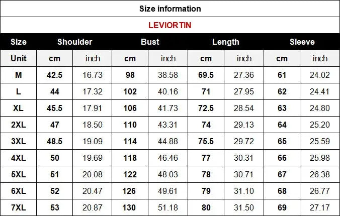 Japan Style linen-cotton shirt size chart by Simples Market showing shoulder, bust, length and sleeve measurements