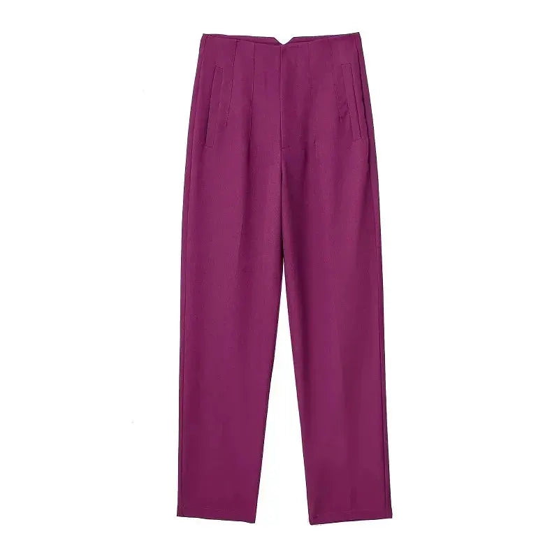 HXAO Ladies High Waist Formal Office Pants Pencil Trousers For Women Black Pink White