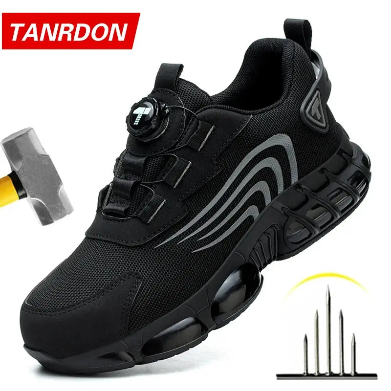 Rotary Button Safety Shoes For Men Anti Impact And Anti Piercing Work Shoes Fashionable Mens Sports Safety Pro