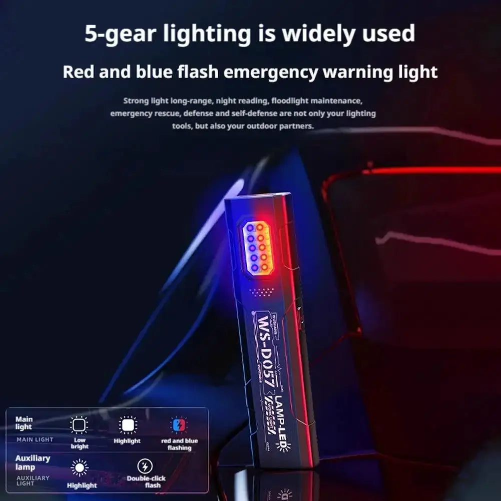 Outdoor LED flashlight by Simples Market, 550Lm portable mini torch with 5 modes and red/blue emergency flash