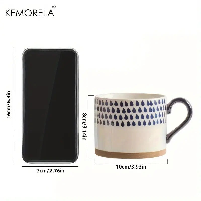 KEMORELA Nordic Ceramic Cup 450ml Large Capacity Coffee Milk Mug With Handle Retro Style Breakfast Oatmeal Gift Set