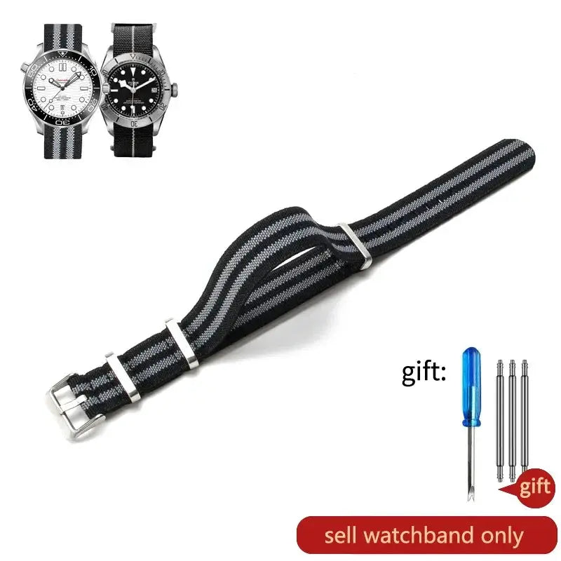 60's French Army Watch Strap for Nylon Watchband for Rolex Seiko Tudor Rolex Black Green Water Ghost Omega Woven Watch Band