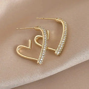 925 Silver Needle Heart Earrings For Women Korean Fashion Crystal Jewelry 2026 Trending Luxury Hoop Earrings