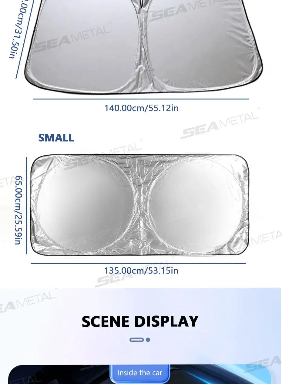 BLALION car windshield sun shade by Simples Market, foldable UV-reflective silver shield for auto windows