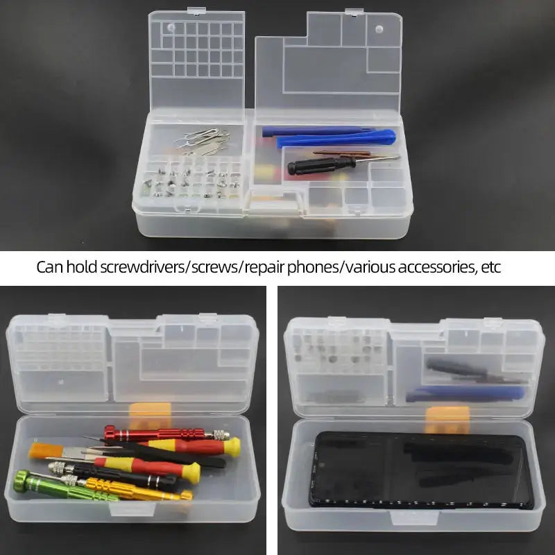Transparent Plastic Storage Box for Electronic Components Small Screws and Accessories Tool Classification Grid