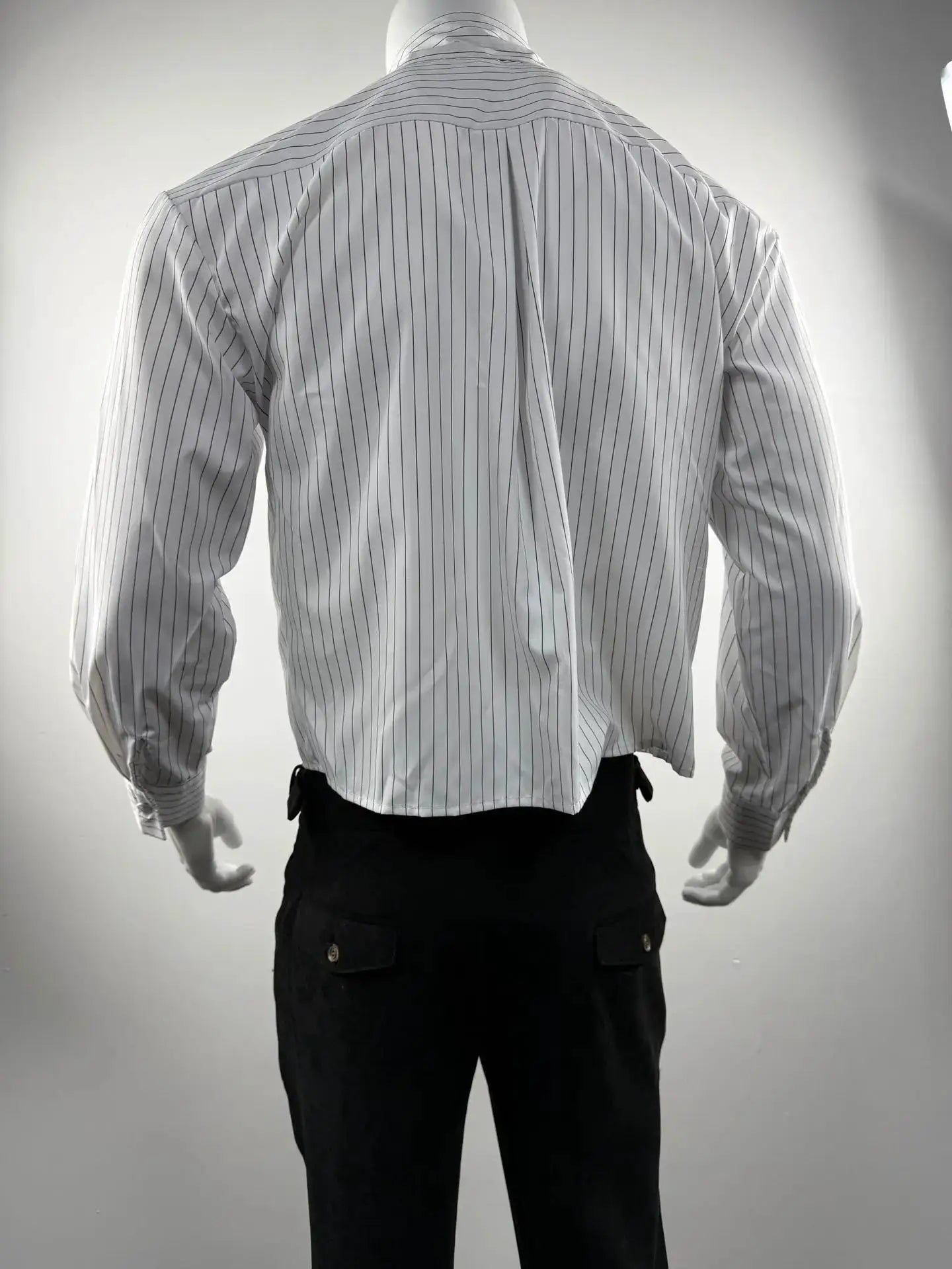 Simples Market men's white striped shirt with black pinstripes, long sleeves
