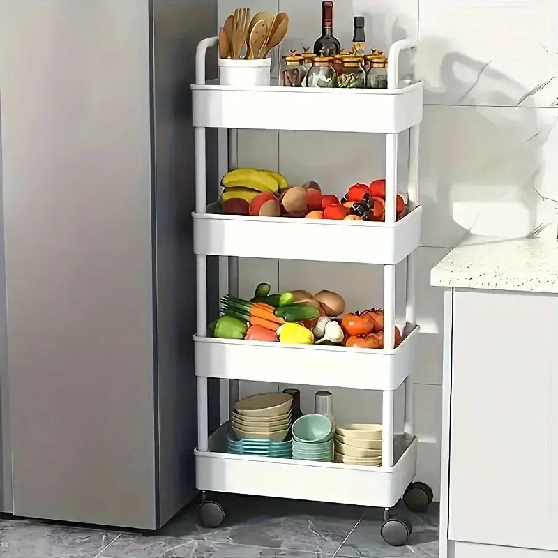 Multifunctional Storage Cart With Open Shelves For Living Room Kitchen And Bedroom Book Display Decor Organizer
