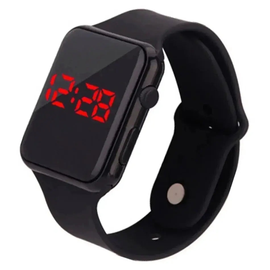 NovaTime Digital LED Watch for Men and Women Sleek Black Silicone Strap Easy Read Display