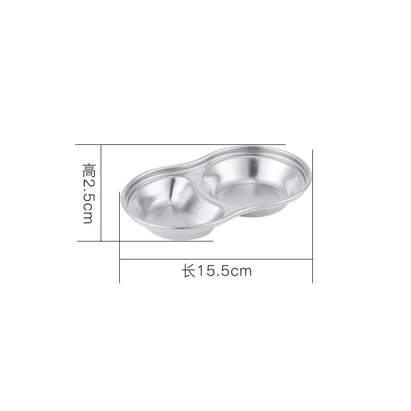 304 Stainless Steel Korean Style Dinner Plate And Gold Dipping Sauce Plate Barbecue Tableware Multi Functional Set