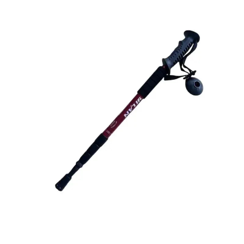 Simples Market trekking pole with shock absorption, foldable ultralight red shaft and black grip