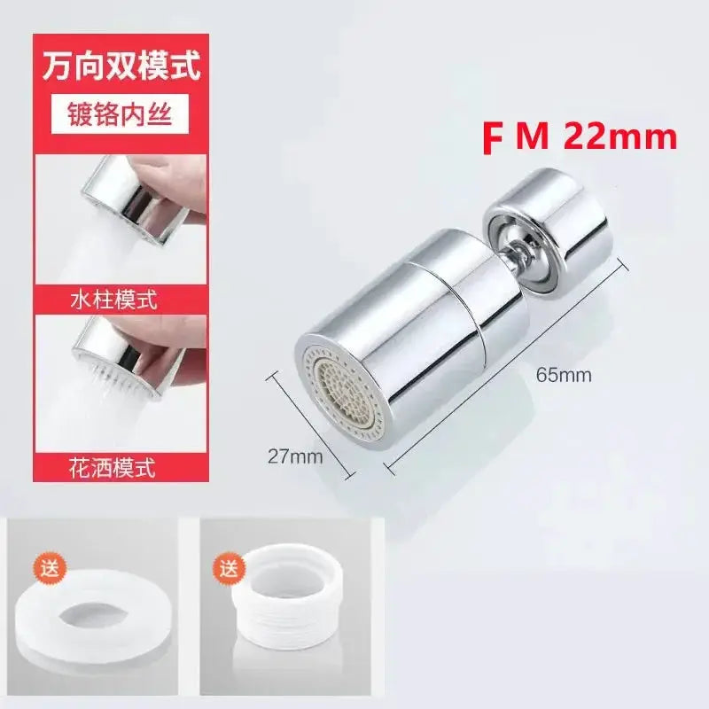 360 Degree Swivel Faucet Spray Head for Kitchen and Bathroom Dual Modes Water Saving Extension Aerator