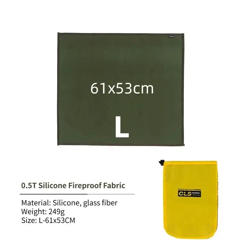 Fireproof silicone insulation mat, green, 61x53cm L, by Simples Market; includes yellow CLS carry bag