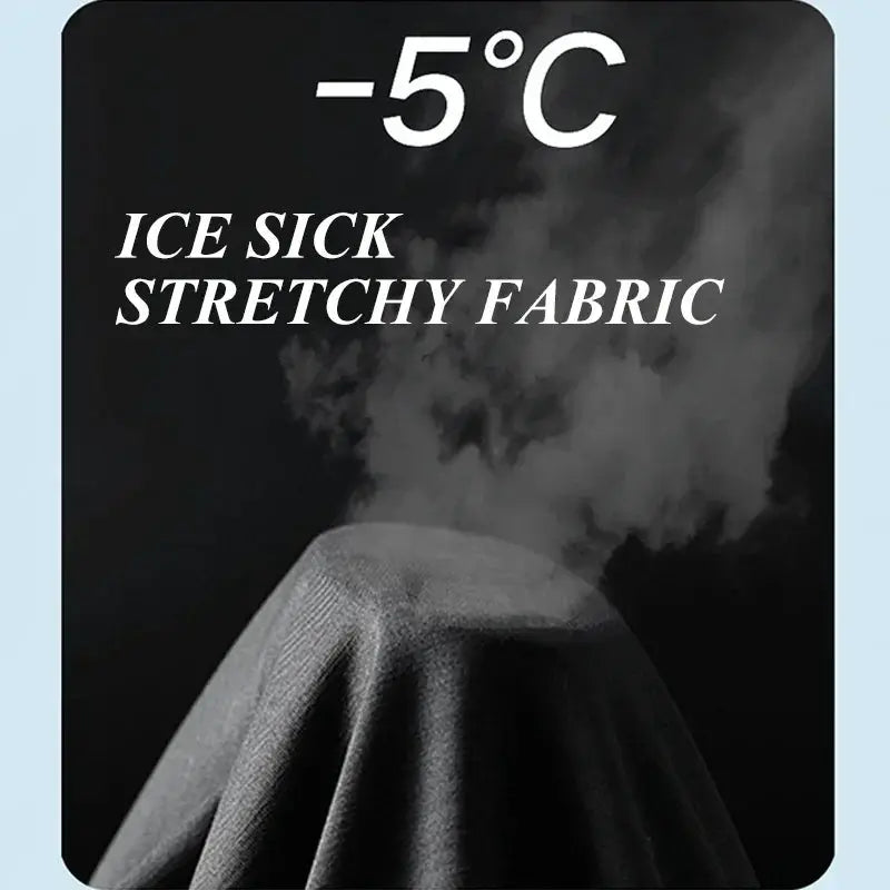 Stretchy fabric close-up with a dark draped cloth and steam; ice-cold fabric design