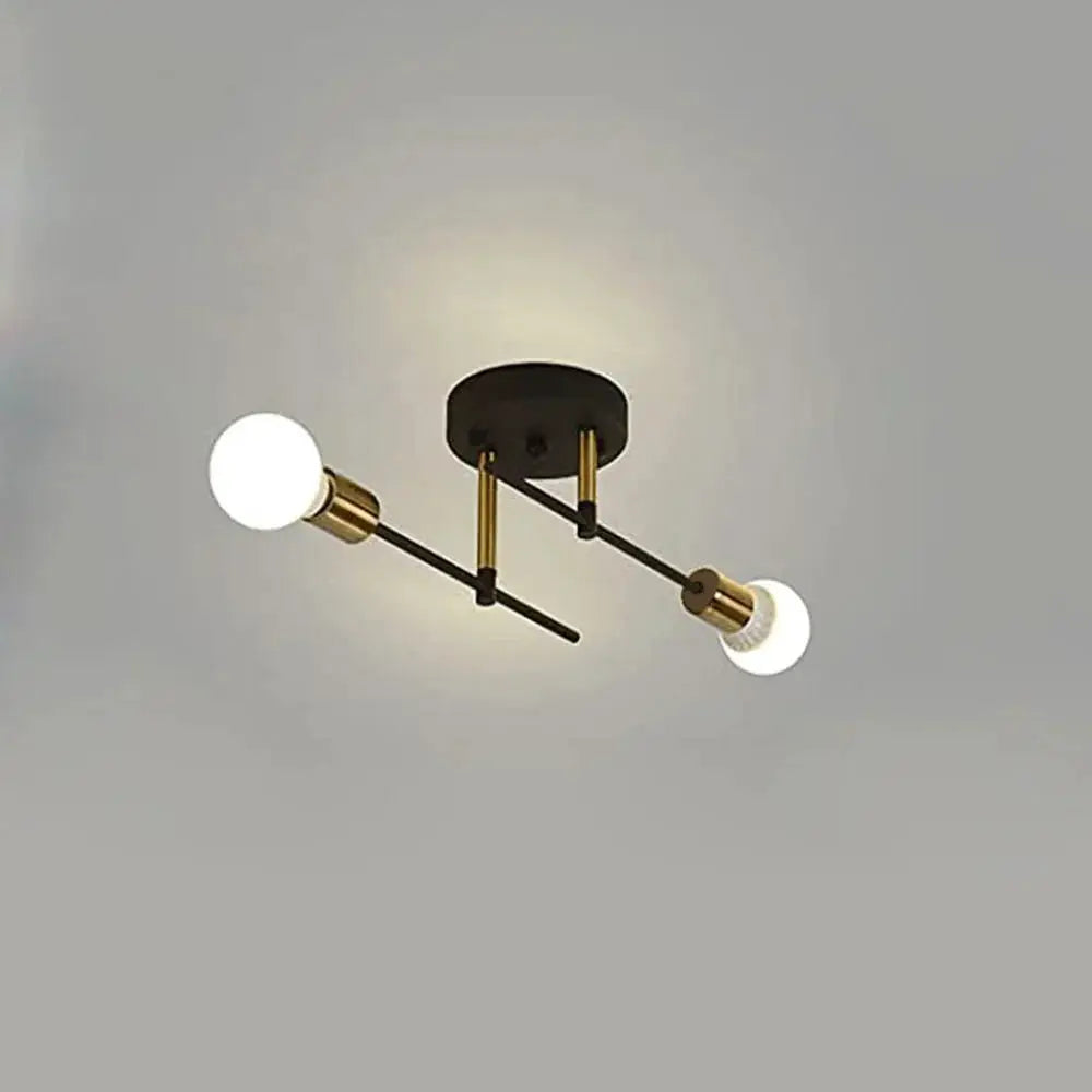 Vintage double-headed E27 ceiling lamp in black and gold by Simples Market