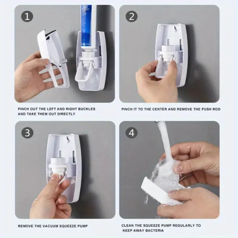 Wall Mounted Toothbrush And Toothpaste Holder Set With Automatic Dispenser And Cup Holder