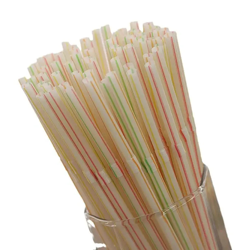 100 Pack Colorful Bendable Plastic Drinking Straws For Milk Tea Bar Party Wedding Kitchen Beverage