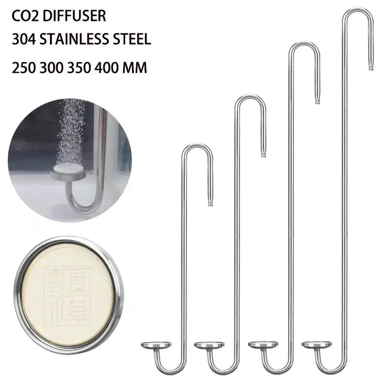 Stainless Steel Aquarium CO2 Diffuser With Ceramic Disc Atomizer For Enhanced Aquatic Plant Growth