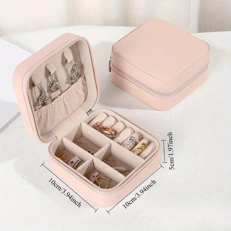 Square Jewelry Organizer Box With Lid Travel Case For Earrings And Necklaces And Rings Six Color Options Gift For Women