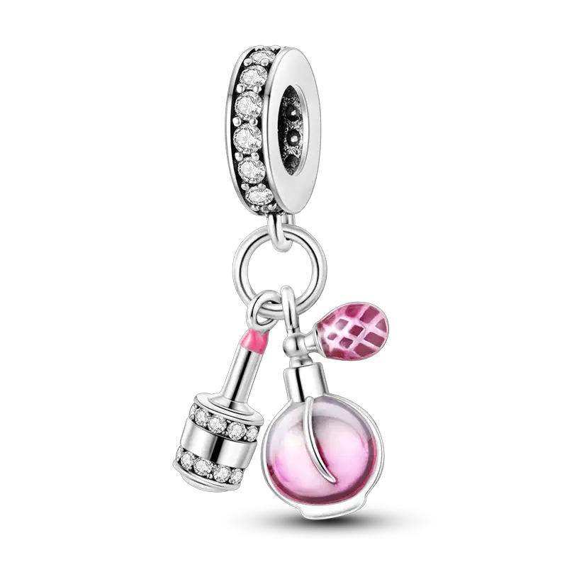 925 Sterling Silver Charms Bead Pink Butterfly Luminous Firefly Dangle Fit Bangle Bracelet Necklace DIY Jewelry