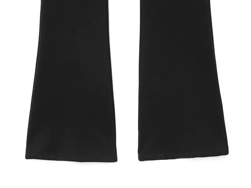 MUJER long black jumpsuit with wide flared pant legs