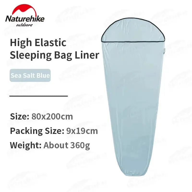 Naturehike sleeping bag liner, sea salt blue, ultralight mummy-style, 80x200 cm
